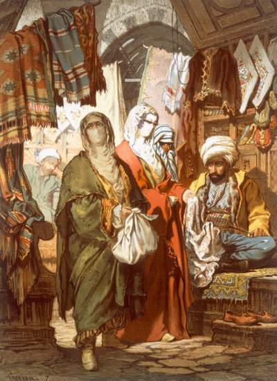 De Zijde Bazaar, 1865 door Amadeo Preziosi